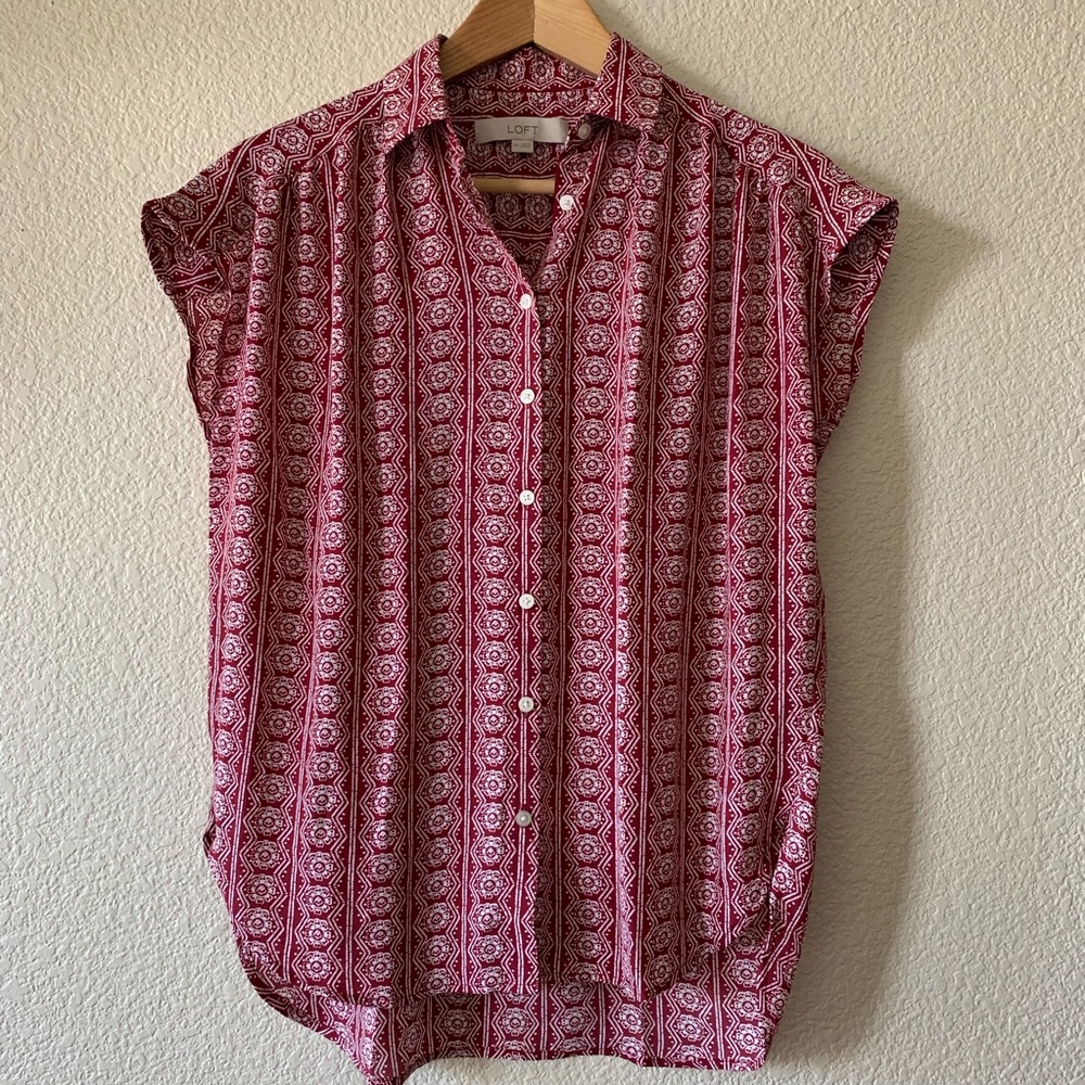 LOFT Burgundy Boho Top